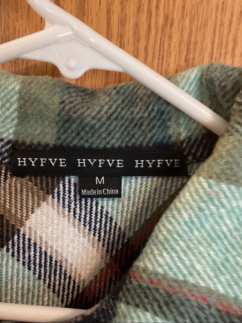 HYFVE turquoise, tan, cream and black plaid flannel - Picture 3 of 3
